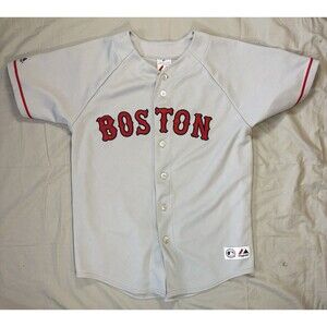 Vintage Majestic Boston Red Sox David Ortiz Big Papi Grey Jersey Kids Youth Lrg